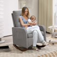 thumbnail image 5 of KTENME 2024 New Modern Upholstered Rocking Chair Nursery with Side Pocket and Wood Legs Accent, Comfy Nursery Glider Nursing Chair Armchair for Living Room, Bedroom, 5 of 9
