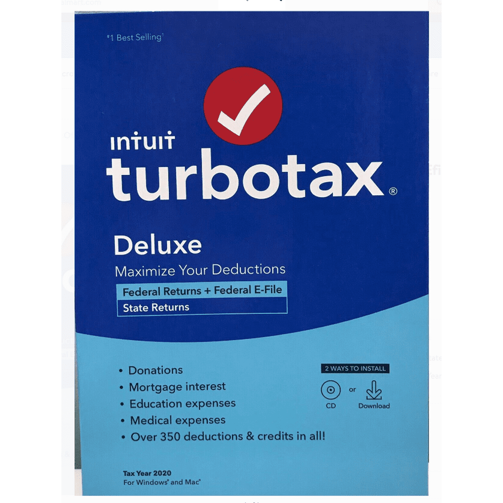 TurboTax Deluxe 2020 Fed + Efile + State (PC/MAC Disc)