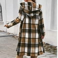 thumbnail image 3 of Women's Plaid Jackets Flannel Long Hooded 2025 Shacket Thick Coat Winter Coat Button down Outwear Winter Warm Peacoat Fuzzy Fleece Jacket Warmth Trendy Outerwear, 3 of 5