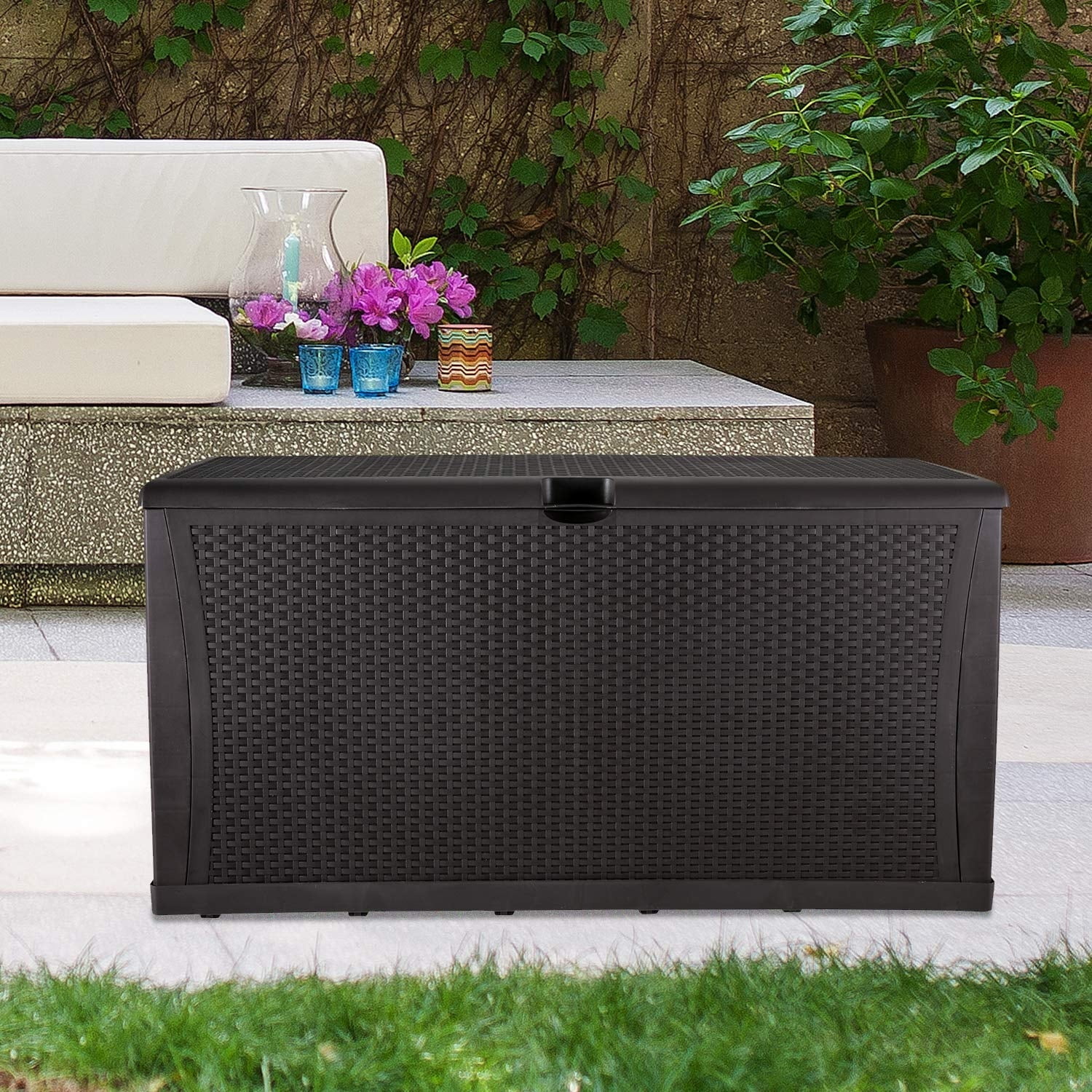 GDY 2 in 1 Patio Deck Storage Box Waterproof Polyphylene Material the-best-outdoor-storage-box-solutions-for-your-garden-homebuilding