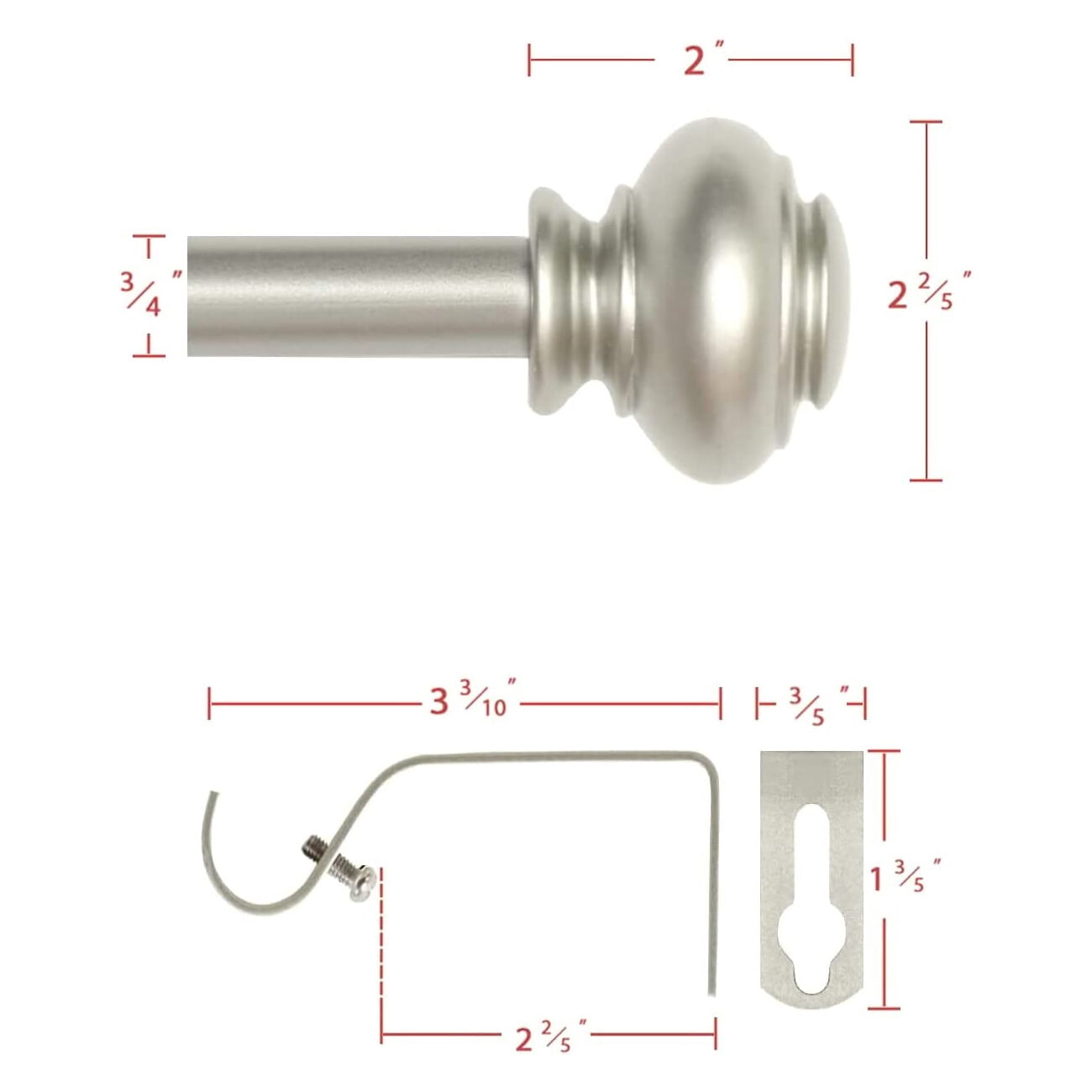 H.VERSAILTEX Curtain Rod for Windows 48 - 84 Inch, 3/4 Inch Diameter Decorative Curtain Rod Set, Nickel
