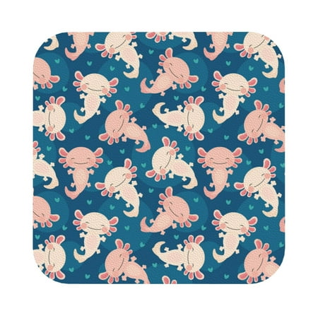 

Pofeuu Cute Salamander Print Leather Coasters Set of 6 Round Cups Mugs Mat Pad for Home Kitchen Heat Resistant Drink Coasters Square