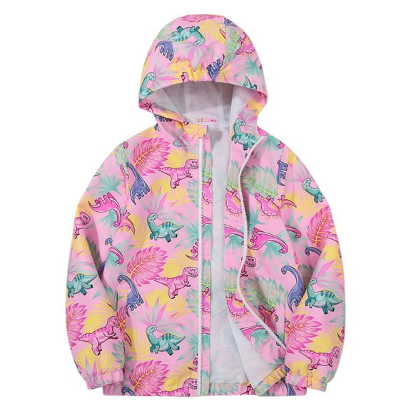 WOYY Boys Windbreaker Cartoon Print Lightweight Cardigan Coat with Hood Outerwear