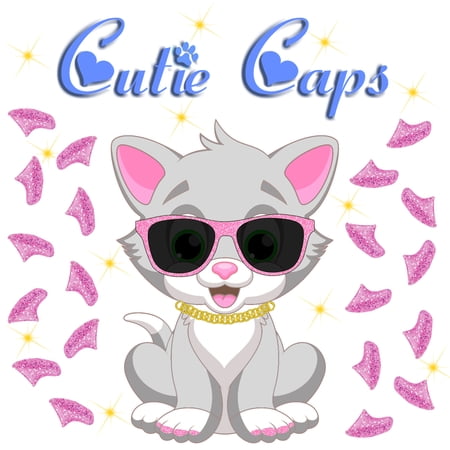 Cutie Caps 40 pack Small Light Pink Glitter Soft Nail Guard for Cat Paws / Claws