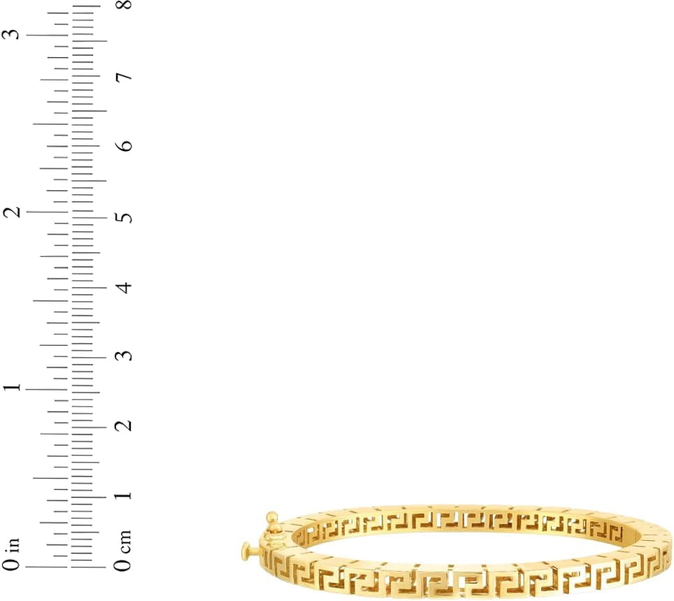 Floreo 14k Yellow Gold 4.8mm Solid Shiny High Polish Greek Key Bangle Bracelet 7 Inch
