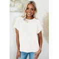 thumbnail image 3 of Chic Casual Short Sleeve Round Neck Tee - Textured White Top - [ZhiHiMeRi] | (US 8-10)M, 3 of 12