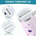 thumbnail image 5 of Pink Butterflies Water Bottles 30oz Insulated Tumblers Double-Walled Ergonomic Handle Leak Proof, 5 of 10