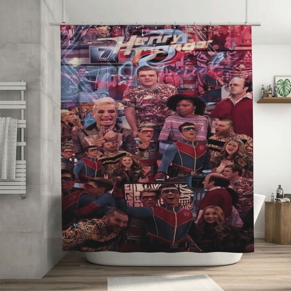 Shower Curtain Cartoon Art Bath Shower Curtains with 12 Hooks, Waterproof Washable Polyester Bathroom Home Decor Set 72x72 Inch, Iron