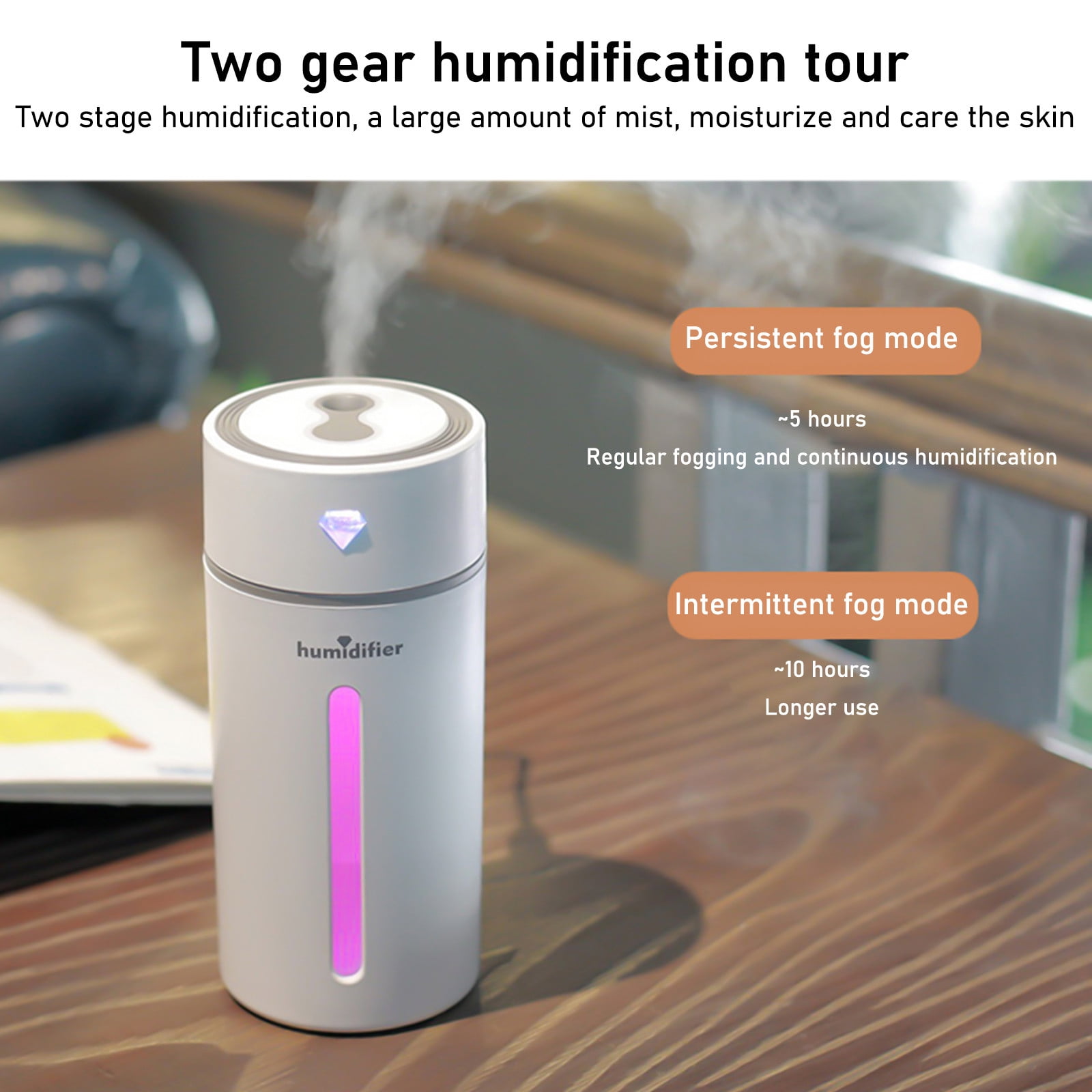 Humidifier for Bedroom,Portable And Quiet Diamond Cup Desktop Cool Mist Humidifier,Air Humidifier for Home Baby Nursery & Plants