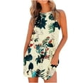 thumbnail image 2 of Ichuanyi Clearance Summer Dresses Fashion Women Short Sleeve Printed Halter Neck Ladies Mini Ladies Vest Dress, 2 of 8
