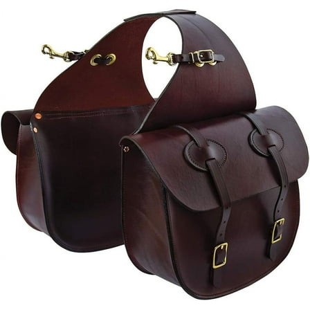 Horse Saddle Bag Cowhide Genuine Leather Western Equestrian Trail Simple Horse Saddle Bag Pack Equipment Horse Saddle Bags Size: 10” L x 10” W x 3 ½” D