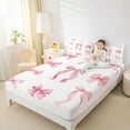 thumbnail image 4 of Manfei Cute Bow Girl 4 Pieces Queen Sheet Sets,Dreamy Princess Ultra Soft Flat Sheet,Kawaii Ribbon Bow Knot Queen Fitted Sheet,Luxury Bedroom Decor, 4 of 7