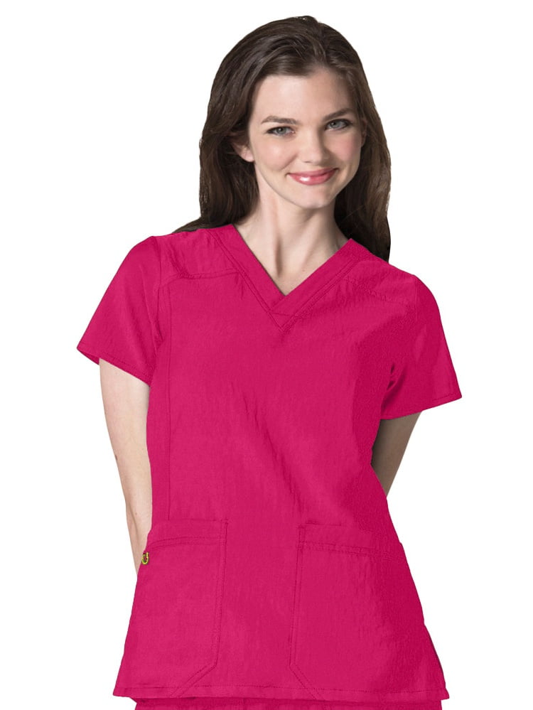 Four Stretch By WonderWink Women's Sporty V-Neck Solid Scrub Top ...