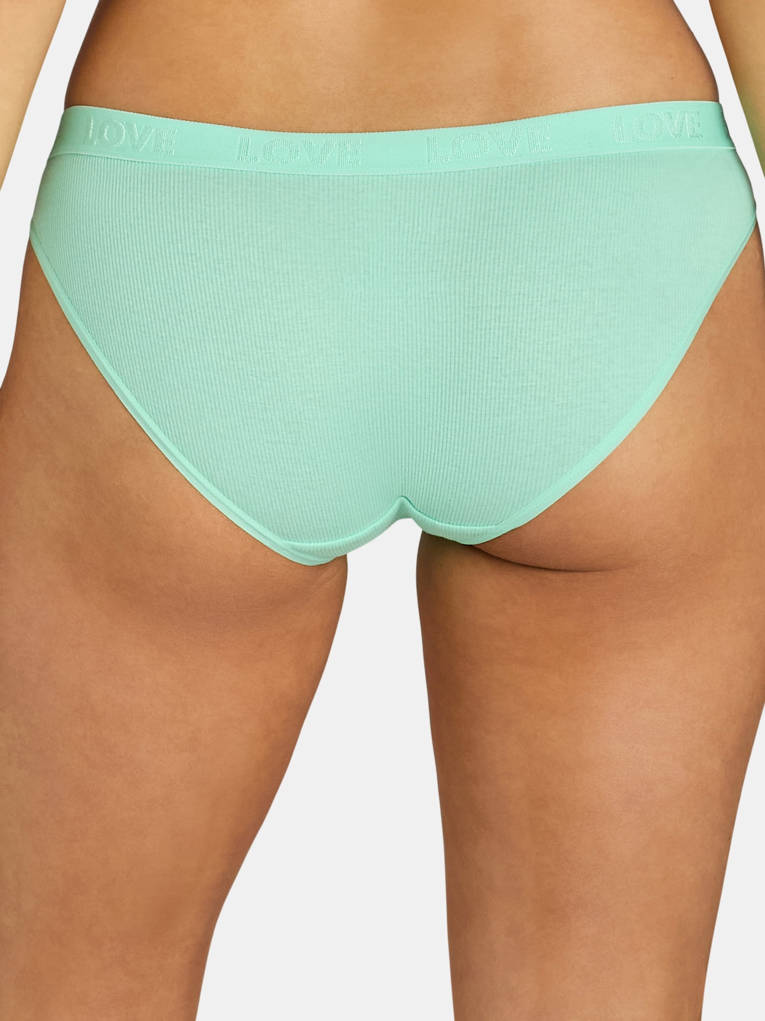 No Boundaries Women's Stretch Ribbed Bikini, Underwear 5 Pack XS-XXXL