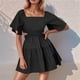 thumbnail image 4 of WILLBEST Vestidos Casuales Para Mujer Vestido De Mujer De Color Liso Con Cuello Cuadrado Y Doble Cintura Sin Mangas Vestido De Falda De Capas De Color Liso De Manga Corta, 4 of 4
