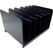 Huron Book and Magazine Rack, 6 Slot, Black Steel