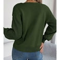 thumbnail image 5 of Baqcunre Womens Sweaters Womens Knit Square Neck Long Sleeve Casual Loose Pullover Sweater Top Crewneck Sweatshirts Womens Fall Tops Green M, 5 of 7