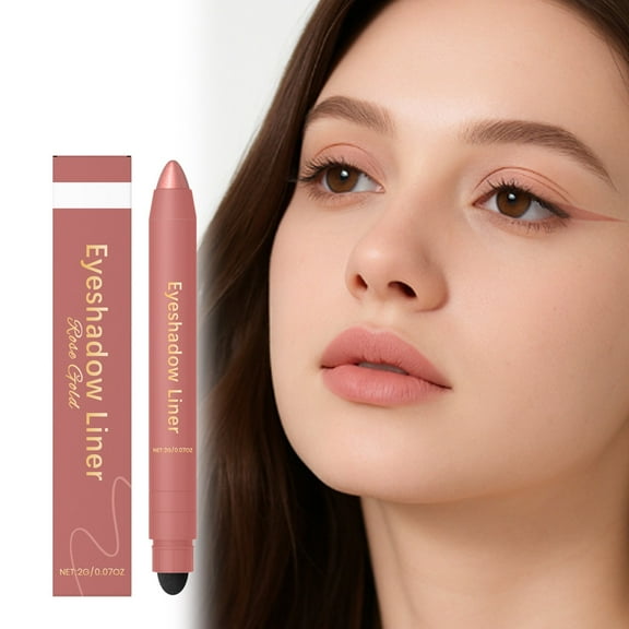 2 in 1 Eyeshadow and Eyeliner Pen, Waterproof Cream Eyeshadow Stick, Shimmer Eye Shadow Pencil, High Pigmented Eyeshadow, Highlighter Eye Liner, Multi-Dimensional eyes Look (Rose Gold)