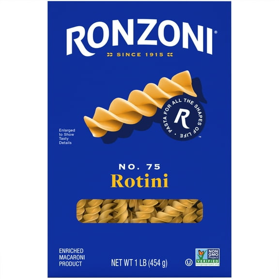 Ronzoni Rotini, 16 oz, Non-GMO Spiral Corkscrew Pasta, (Shelf Stable) Carton Box