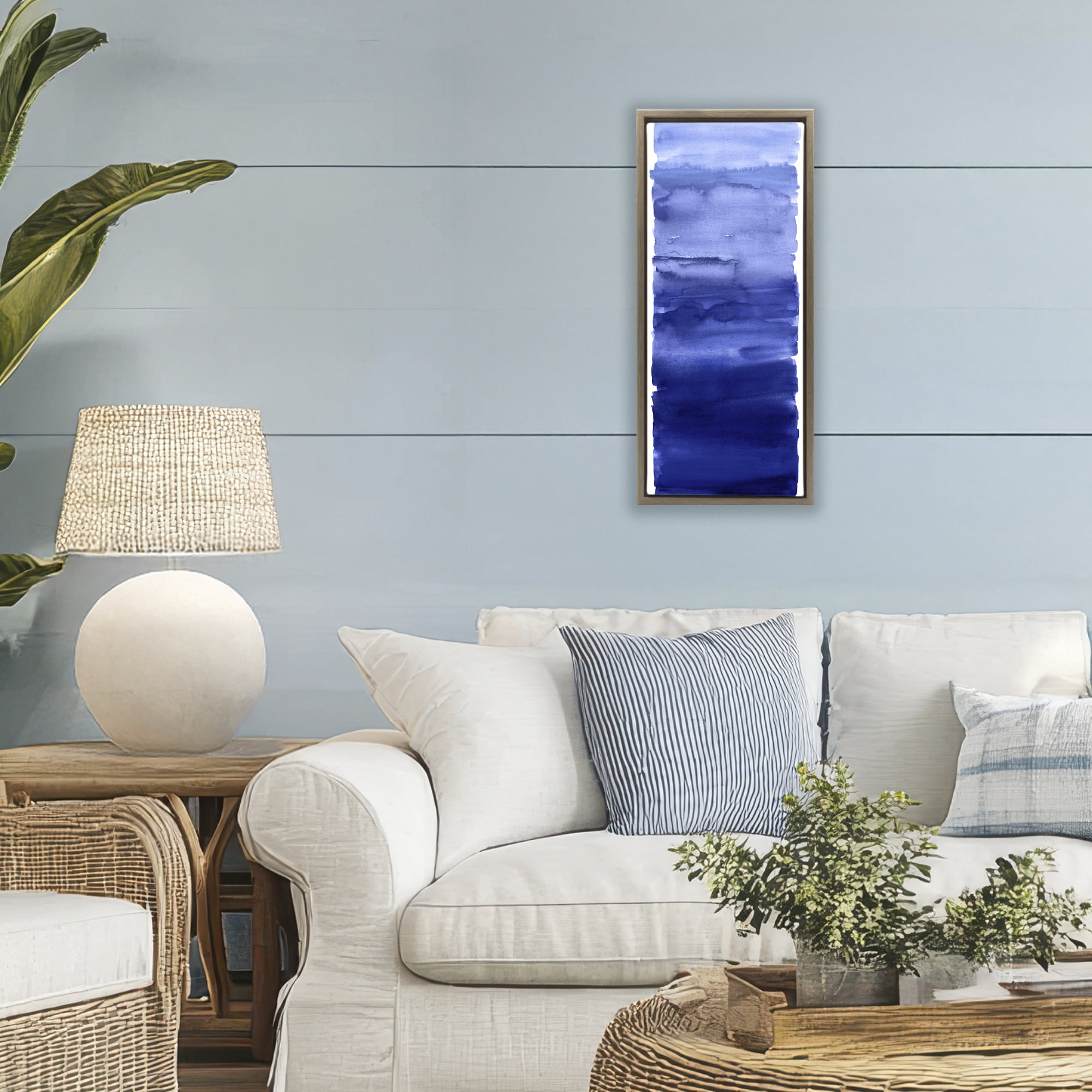 Stupell Industries Indigo Blend Gradient Brown Framed Floater Canvas Wall Art, design by Allie Corbin