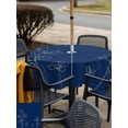 thumbnail image 5 of Outdoor Tablecloths with Umbrella Hole & Zipper, Navy Blue Flowers 60x60 Inch Square Tablecloths, Rustic Abstract Floral Simple Art Waterproof Table Cloth, Patio/Pool/Picnic Table Covers, 5 of 8