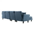 thumbnail image 4 of 108.66'' Convertible Sectional Sofa Couch, U-Shaped Wide Reversible Couch Accent Sofa with Velvet Fabric & Solid Wood Legs, Upholstered Accent Sofa Couches Wide Chaise Lounge for Living Room, Navy, 4 of 7