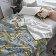 thumbnail image 3 of Lemon Tree Birds Flannel Blanket for Bed, Green Botanical Blue Floral Soft Cozy Warm Couch Throw Blanket, Lightweight Fluffy Plush Bedding Blankets for Sofa Decor All Season 30"x40", 3 of 7