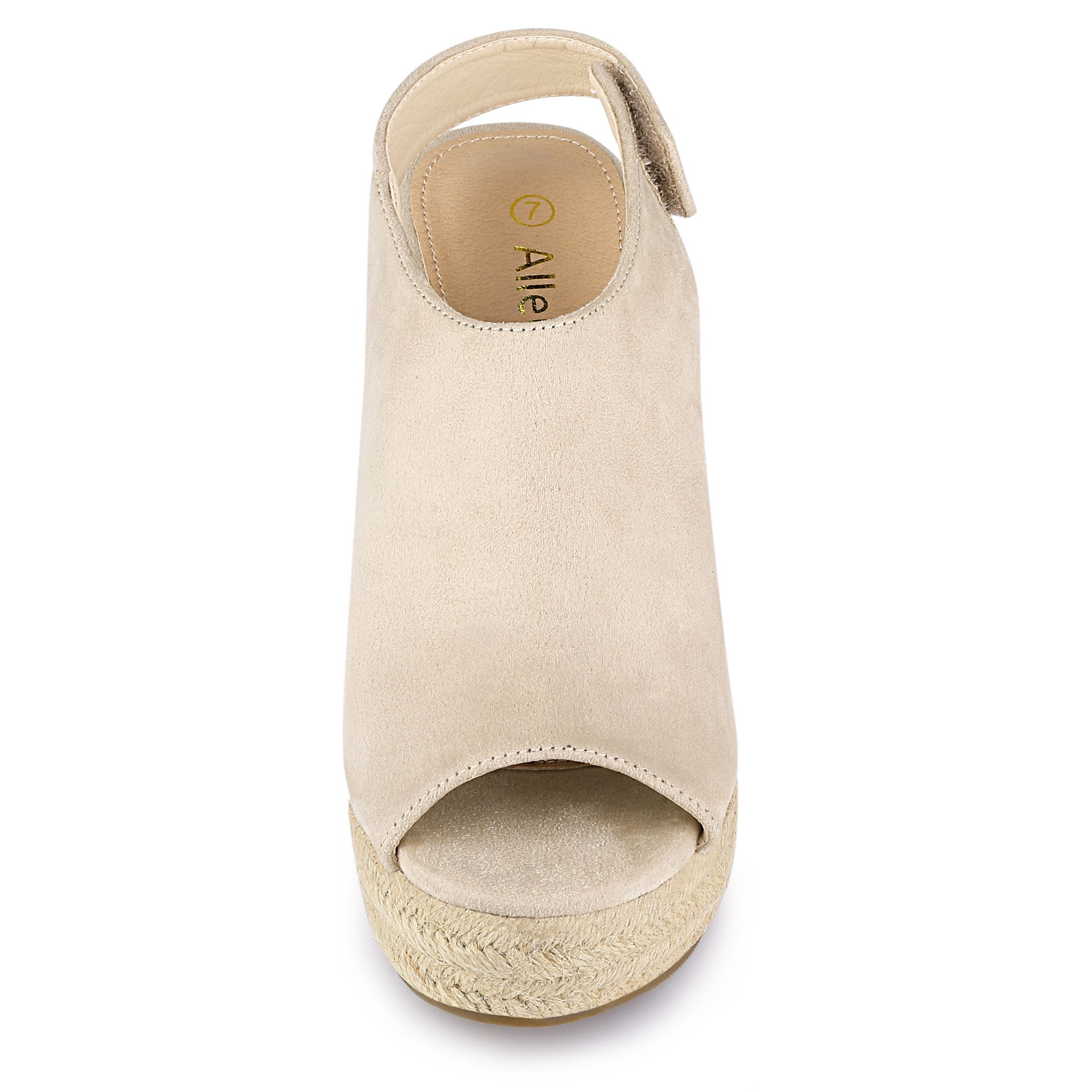 DARING DIVA Slingback Platform Wedges Heel Espadrille Wedge Sandals Beige 7