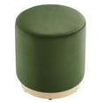 thumbnail image 3 of Tilden 16" Round Performance Velvet Upholstered Ottoman in Moss Green Natural, 3 of 8