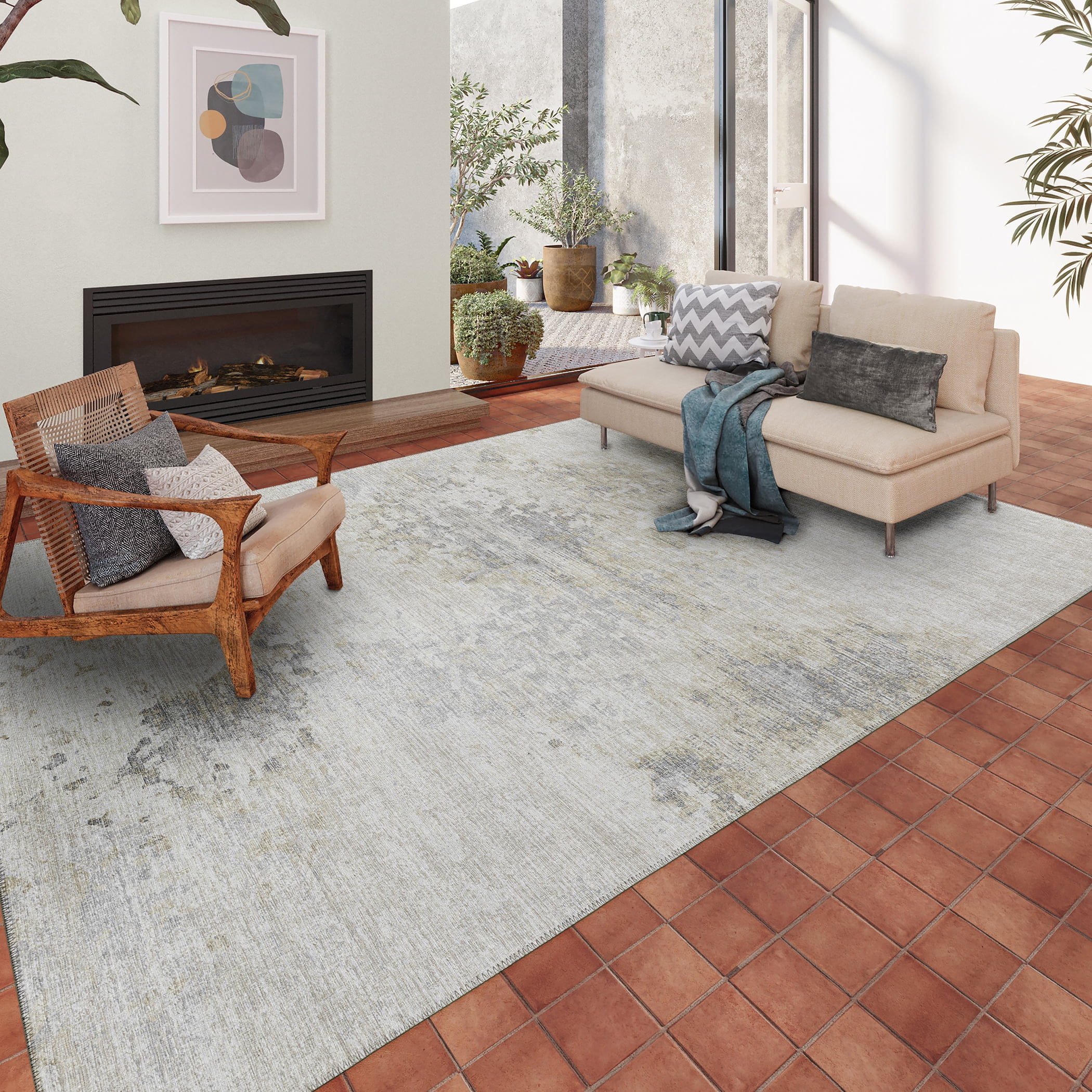 Addison Rugs Accord AAC35 Ivory 5' x 7'6" Indoor Outdoor Area Rug, Easy Clean, Machine Washable, Non Shedding, Bedroom, Living Room, Dining Room, Kitchen, Patio Rug
