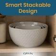 thumbnail image 6 of Gibson Elite 3-Piece Stoneware Mixing Bowl Set, 6.6", 7.9", 9.6" - Modern Stoneware Dishware, Dishwasher Safe & Microwave Safe - Space-Saving & Stackable Bowl Set for Cooking, Baking, Serving (Grey), 6 of 7