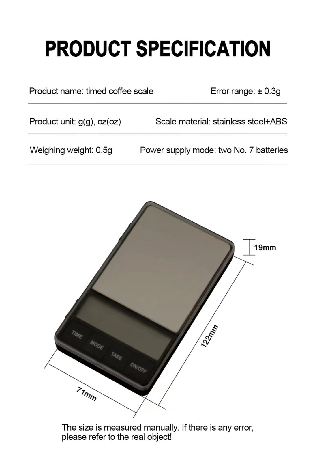 LCD Digital Timing Coffee Scale, 1Kg/0.1g Pocket Small Household Electronic Gram Scale, Jewelry Multifunctional Weighing Scale ,Smart Design