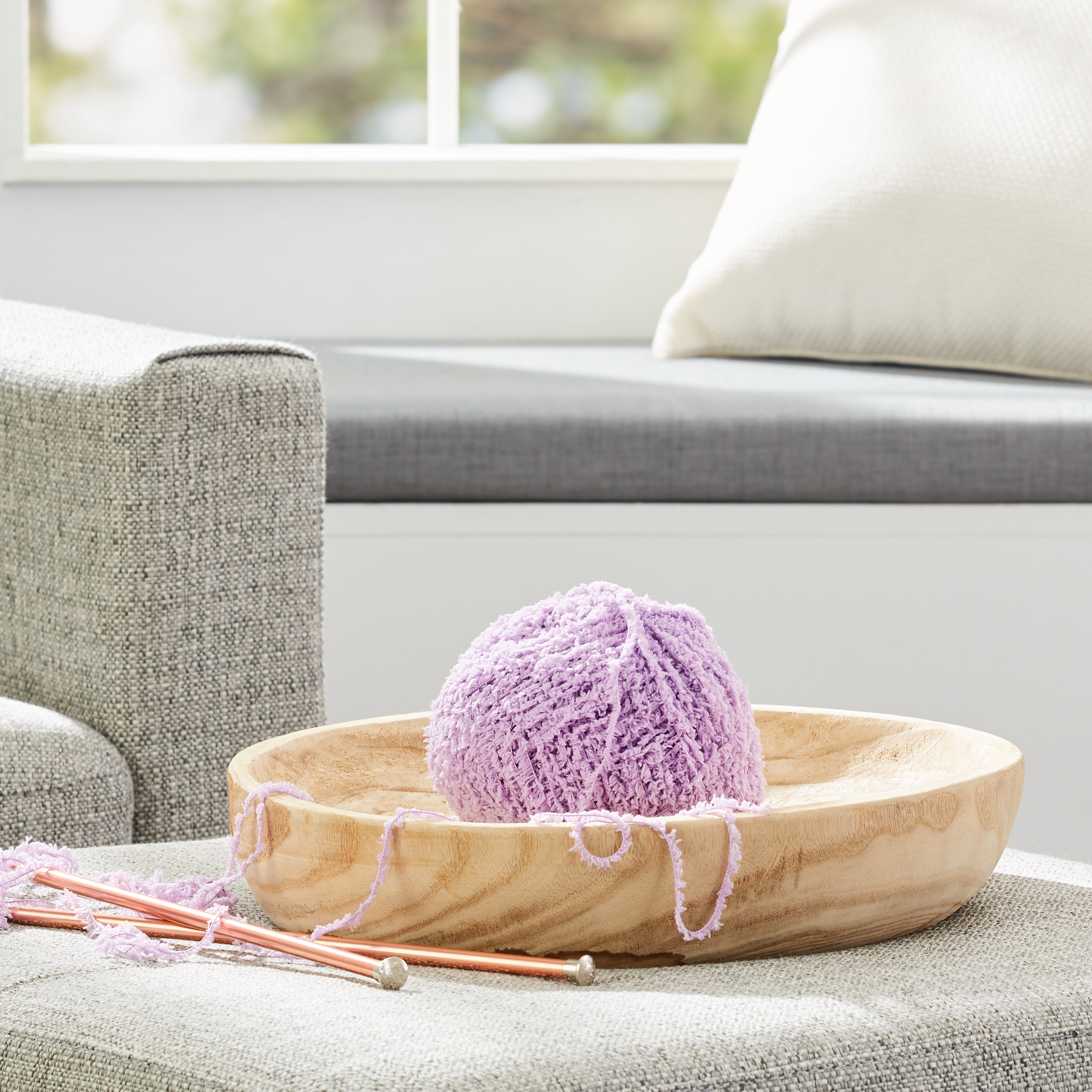 Mainstays Feather Fringe Yarn, Sweet Violet, 251 Yards, 100% Polyester, Light Weight, Pack of 3