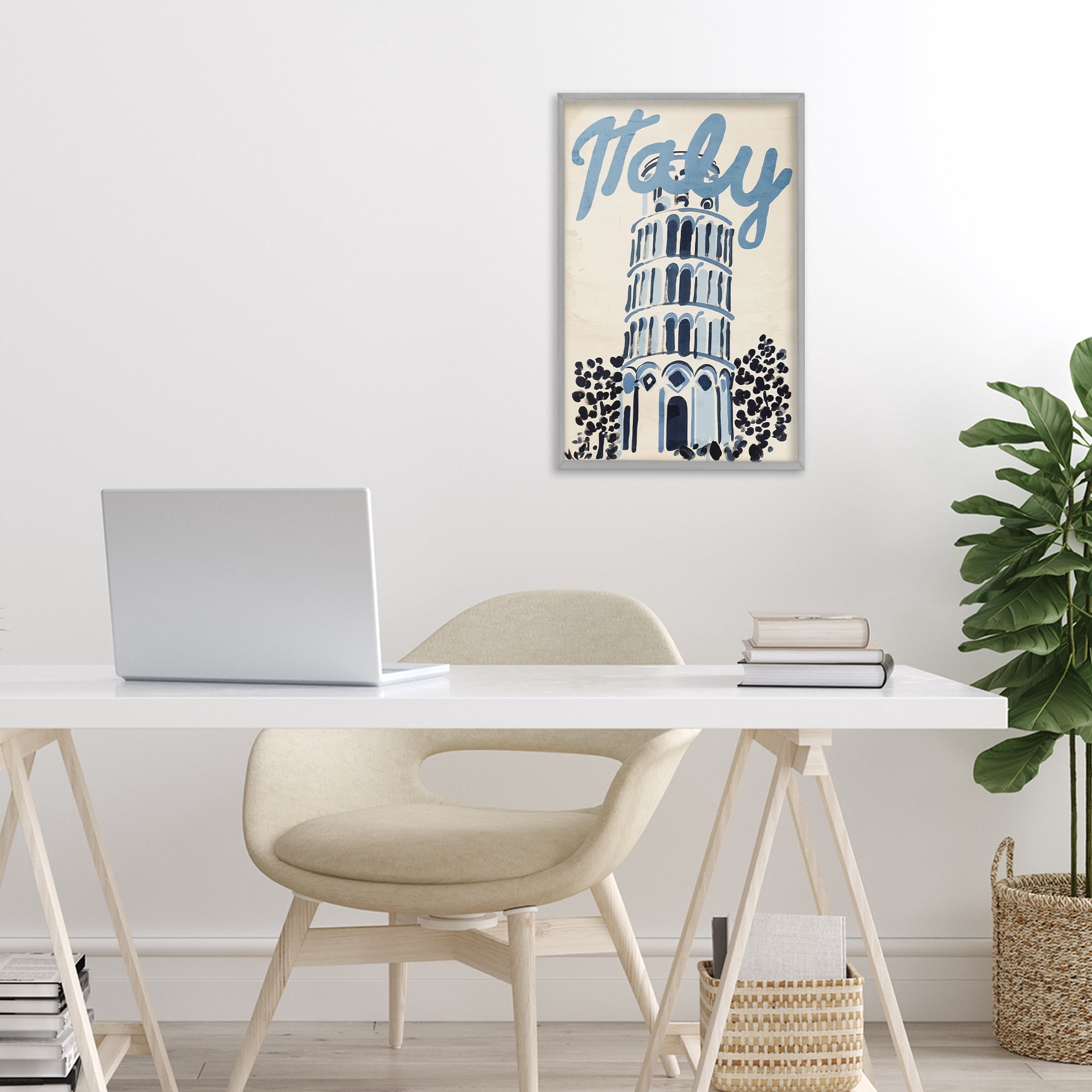 Stupell Industries Blue & Beige Italy Travel Gray Framed Giclee Art, design by Annabelle Hall