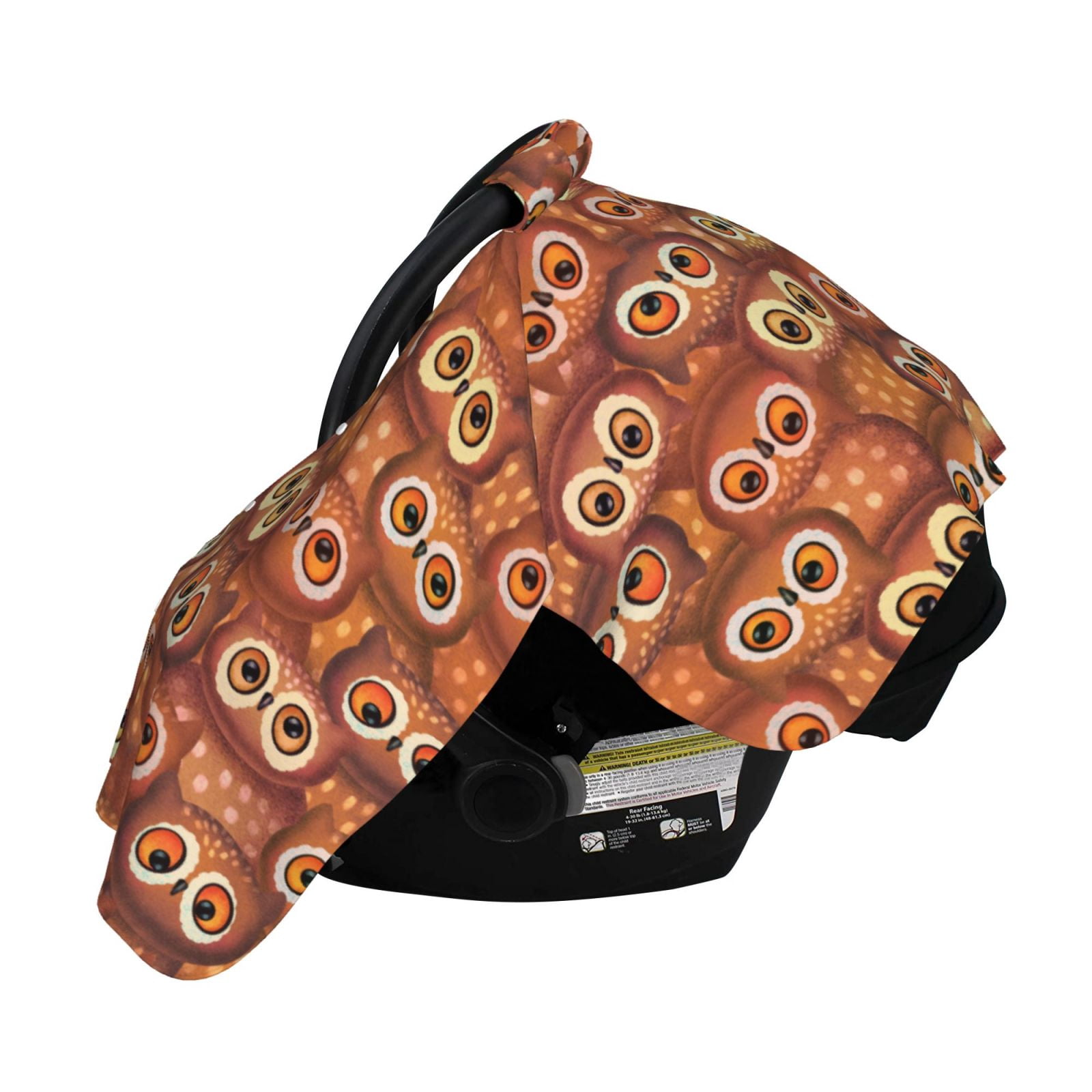 Naloa Brown Owl Baby Car Seat Cover, Breathable Baby Carrier Cover, Multiuse Baby Carrier Cover & Nursing Breastfeeding Cover