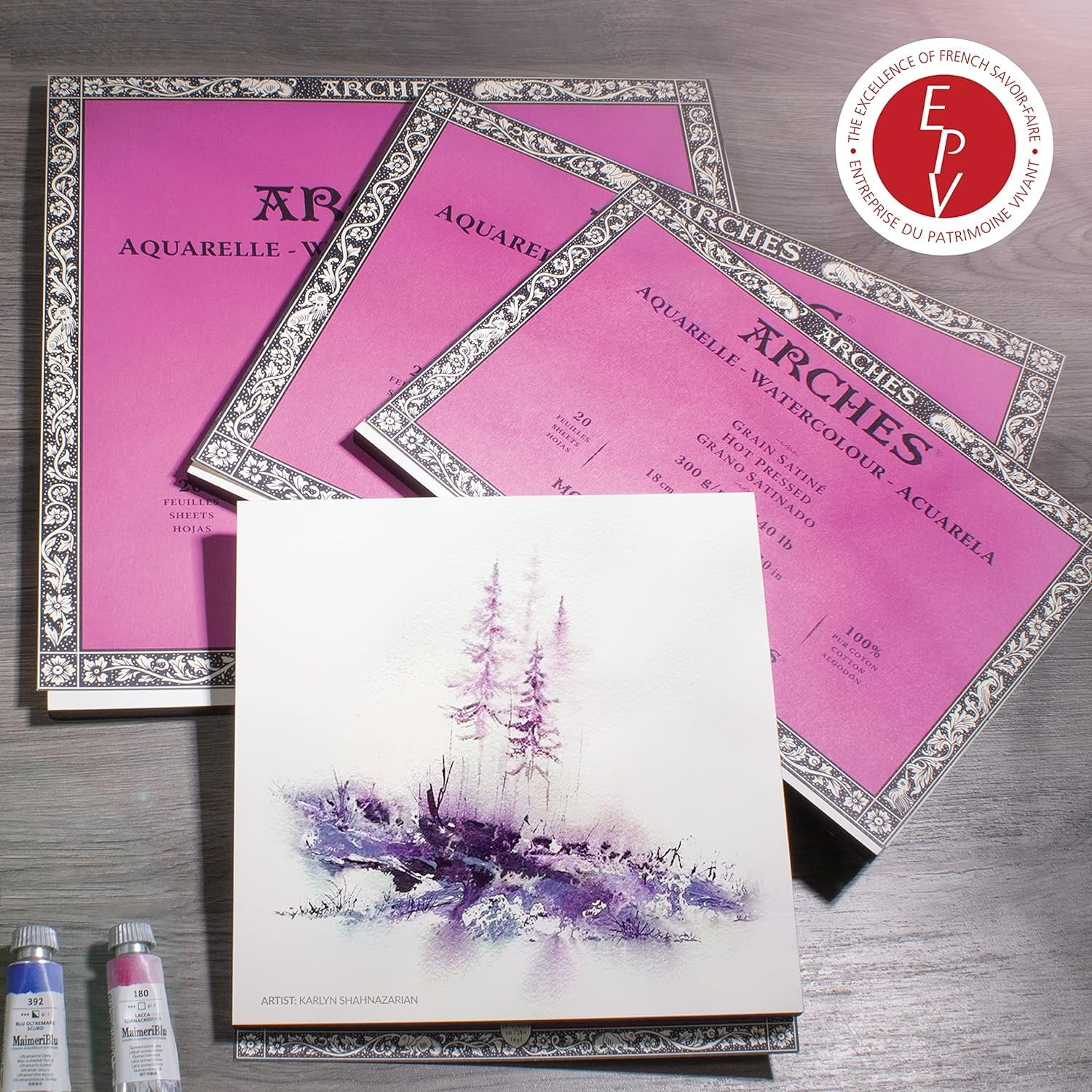 Arches Watercolor Paper Block, Hot Press, 3.9" x 9.8", 140 Pound