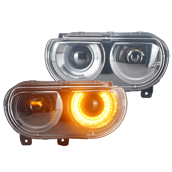 Ikon Motorsports Compatible with 08-14 Dodge Challenger Projector Headlights with Sequentail Dual Beam Pair