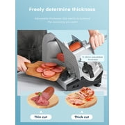 Meat Slicer, 200W Electric Food Slicer for Home Use, Meat Slicer with Two 7.5 Sharp Stainless Steel Blade(Serrated + Smooth) & 0-15mm Precise Thickness Cut Deli Food, Silver