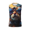 thumbnail image 6 of Lsque Cool Cat With Sunglasses Print Men's Cotton Blend Sleeveless Muscle Shirts (S-3XL)- Moisture Wicking, Odor Protection, UPF 30+,XX-Large, 6 of 8