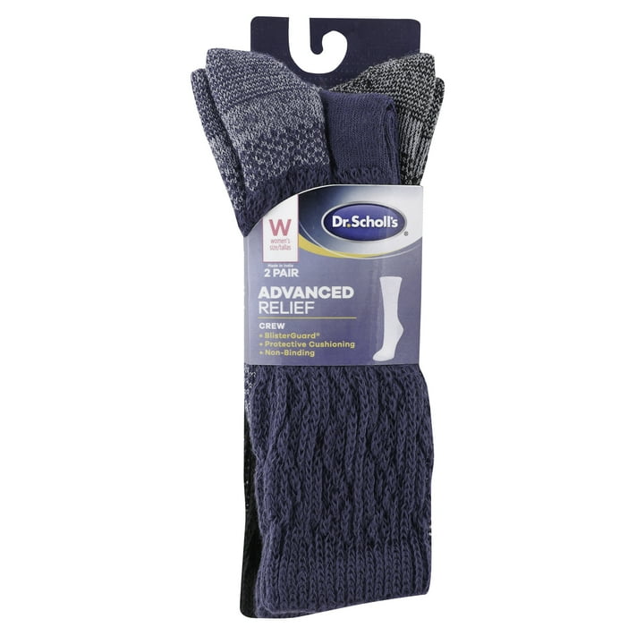 Dr. Scholl's Women's Advanced Relief Crew Socks with BlisterGuard 2 ...