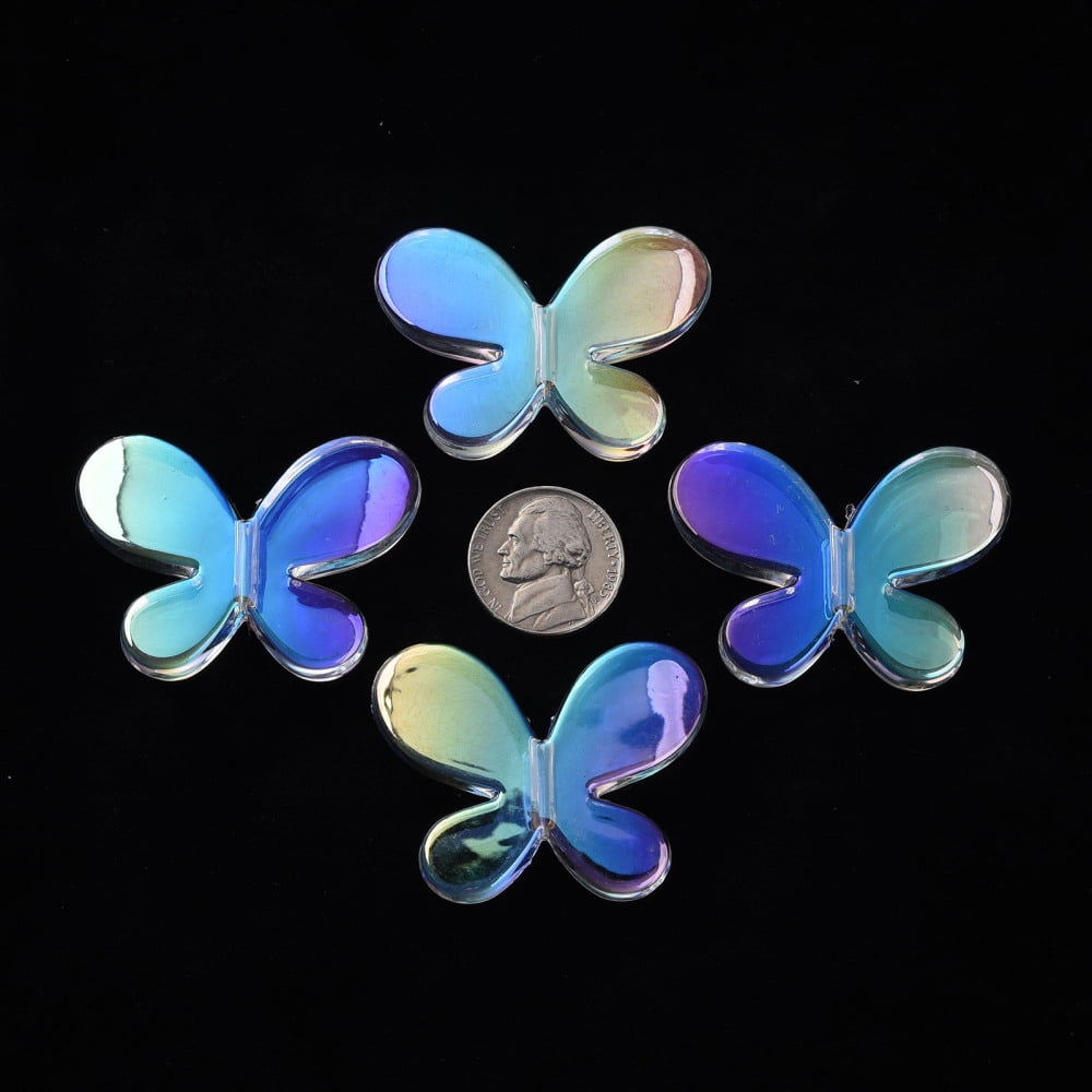 50pcs Transparent Acrylic Beads AB color Butterfly Clear AB 34x44x8mm Hole: 3mm