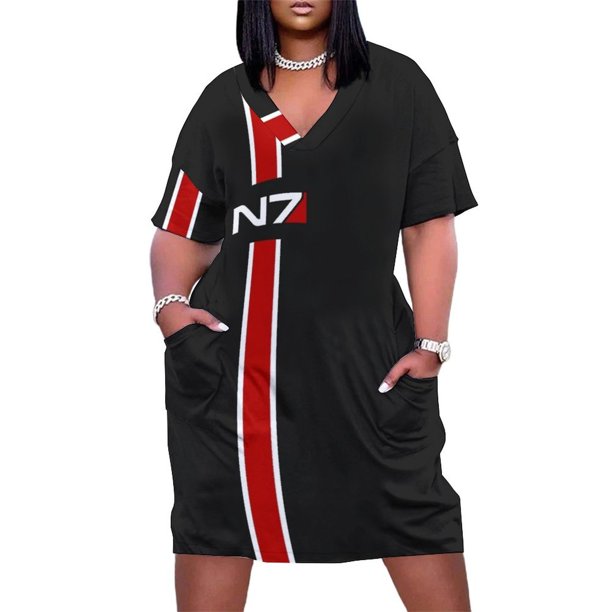 N7 emblem Mass Effect Loose Pocket Dress elegant dress Clothing evening dress woman