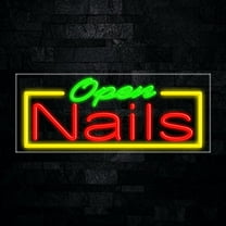 Nails Open-LED Neon Sign 30"L x 12"H #30854