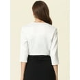 thumbnail image 3 of Unique Bargains Women's Satin Cardigan Open Front Cropped Bolero Tops Shrug XS White, 3 of 6