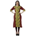 thumbnail image 2 of Moomaya Printed Cotton Straight Tunic Roll Up Sleeves Women Casual Kurti Dress, 2 of 6