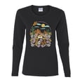 thumbnail image 2 of Wild Bobby Trendy Landscape With Daisies Cactus Monarch Butterfly Nature Lover Women Graphic Long Sleeve Tee, Black, Small, 2 of 6