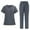A-Gray, variant on Jinhomg Medical Nurse Uniform for Women 2 Piece Solid Scrubs Set Lightweight Comfy Short Sleeve V-Neck Tunics with Elastic Drawstring Waist Pants Spring Saving Black S