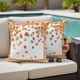 thumbnail image 4 of Maple Leaf Fall Outdoor Waterproof Pillow Covers, Thanksgiving Burnt Orange Plaid Autumn Botanical Watercolor Decorative Square Throw Pillowcase Sofa Cushion Sham for Patio/Couch, 16"x16" 2 Pack, 4 of 8
