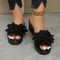 thumbnail image 2 of Wensltd Women Flower Solid Color Wedge Sandals Open Toe Slip On Summer Casual Vacation Beach Shoes Comfortable Trendy Breathable Design, 2 of 9