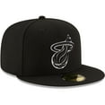 thumbnail image 3 of Men's New Era Black Miami Heat Black & White Logo 59FIFTY Fitted Hat, 3 of 6